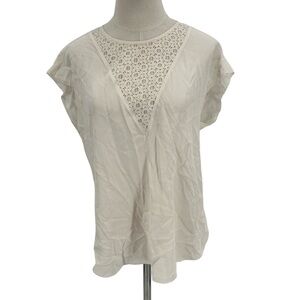 Rebecca Taylor Silk White Embroidered Sleeveless Blouse Size 8 Women’s
